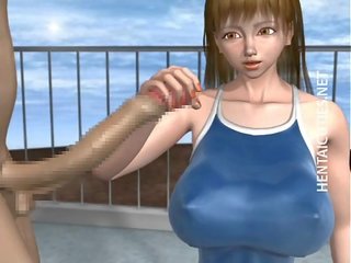 3D hentai fancy woman take johnson at poolside